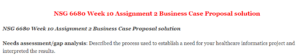 NSG 6680 Week 10 Assignment 2 Business Case Proposal solution