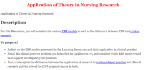 Application of Theory in Nursing Research