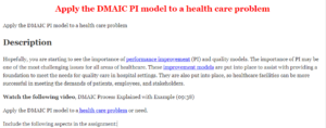 Apply the DMAIC PI model to a health care problem