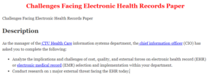 Challenges Facing Electronic Health Records Paper