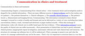 Communication in clinics and treatment