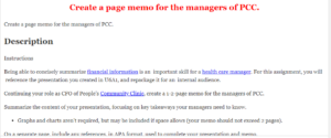 Create a page memo for the managers of PCC.