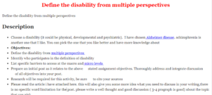Define the disability from multiple perspectives