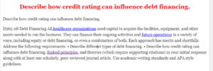 Describe how credit rating can influence debt financing.