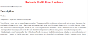 Electronic Health Record systems