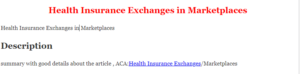 Health Insurance Exchanges in Marketplaces
