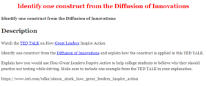 Identify one construct from the Diffusion of Innovations 