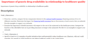 Importance of generic drug availability in relationship to healthcare quality