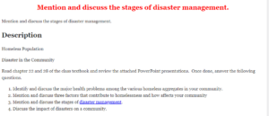 Mention and discuss the stages of disaster management.