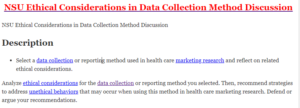 NSU Ethical Considerations in Data Collection Method Discussion