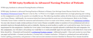 NURS 6565 Synthesis in Advanced Nursing Practice of Patients