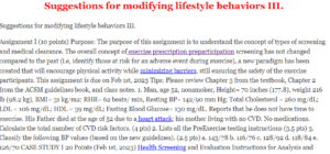 Suggestions for modifying lifestyle behaviors III.