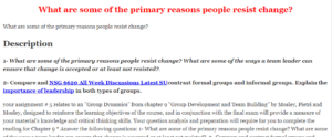 What are some of the primary reasons people resist change