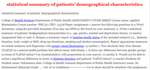 statistical summary of patients’ demographical characteristics