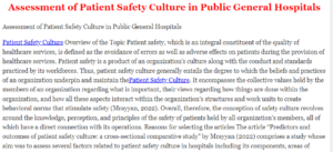 Assessment of Patient Safety Culture in Public General Hospitals