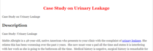 Case Study on Urinary Leakage