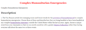 Complex Humanitarian Emergencies
