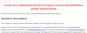 Create new enthusiasm for the two-nurse vaccine administration quality improvement