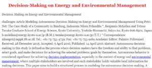 Decision-Making on Energy and Environmental Management