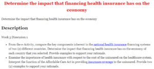 Determine the impact that financing health insurance has on the economy