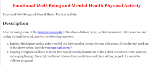 Emotional Well-Being and Mental Health Physical Activity