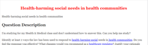Health-harming social needs in health communities