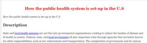 How the public health system is set-up in the U.S