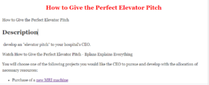 How to Give the Perfect Elevator Pitch