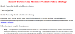 Identify Partnership Models or Collaborative Strategy