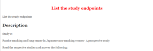 List the study endpoints