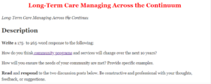 Long-Term Care Managing Across the Continuum