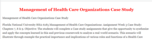 Management of Health Care Organizations Case Study