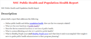 NSU Public Health and Population Health Report
