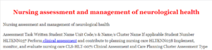 Nursing assessment and management of neurological health