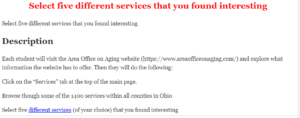 Select five different services that you found interesting