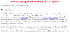 Understanding of Public health and its impacts