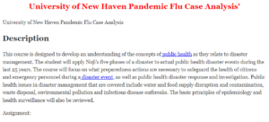 University of New Haven Pandemic Flu Case Analysis