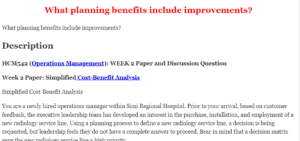 What planning benefits include improvements