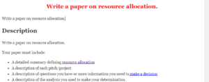 Write a paper on resource allocation.